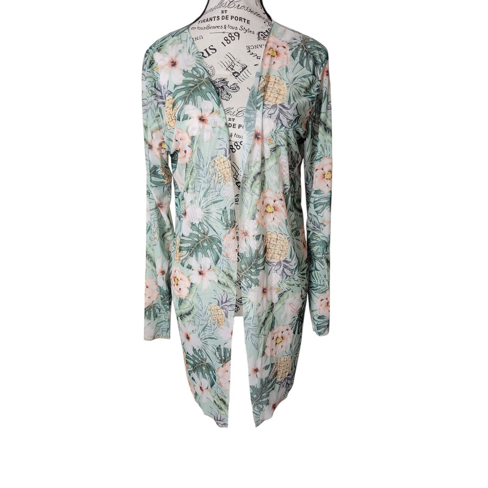 Unbranded Womens Tropical Floral Long Sleeve Coverup‎ Lightweight Resortwear